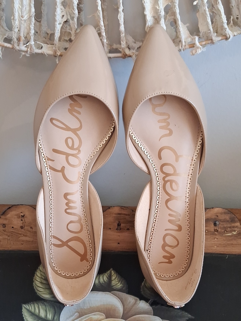 Sam Edelman Rodney D'Orsay Nude Pointed Toe Patent Flats - Size 7